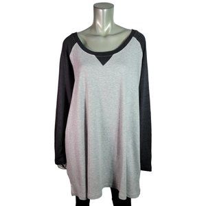Woman Within Top Plus Size  26/28 Raglan Sleeve Stretch Scoop Neck Casual Gray